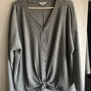Waffle knit sweater - size XL - Grey